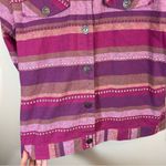 Christopher & Banks  Pink Striped Western Button Down Shirt Linen Blend Medium Photo 6