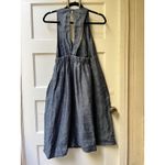 CAbi  Blue Linen Maxi Dress M Chambray V Neck Sophisticated Office Business Photo 4