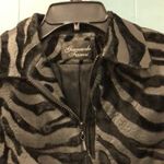 Vtg GIANCARLO FERRARI Black Faux‎ Fur Animal Print Crop Full Zip Jacket Size 4 Photo 2