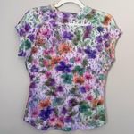 Pilcro  Anthropologie Sheer Floral Mesh Lace Cap Sleeve Top Multicolor M Photo 1