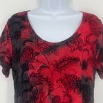 Sienna Grace Velvet Burnout Asymmetric Womens Top Sz M Y2K Holiday Goth Artsy Red Size M Photo 2