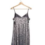 EXPRESS  Crushed Velvet Babydoll Dress Silver Size L Glam Homecoming Holiday Cute Photo 12