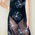 Vivienne Tam Vintage Y2K Black & White Hibiscus Floral Sheer Maxi Dress Photo 4