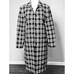 Amanda Smith  Plaid Black White Long Coat Womens 6 Classic 96% Wool Pockets Cozy Photo 5