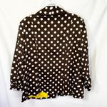 Susan Graver  Large Jacket Brown White Polka Dot Blazer Yellow Lined‎ Ruched 1198 Photo 1