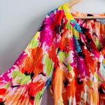 Floral and ivy bright multicolored floral print tunic top bell sleeves size XL Red Photo 3