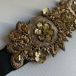 Gold Beaded Floral Belt Elastic Waistband Sequin NWT Embroidered Boho Festival Photo 4