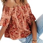Madewell Silk Paisley Off Shoulder Crop Top size Medium Photo 0