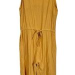 7115 BY SZEKI Wide Legged Linen Cotton Jumpsuit in Golden Yellow Photo 9