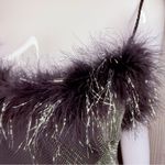 Vintage metallic jump midi body con dress with feathers and Shaw / belt scarf md Black Size M Photo 4
