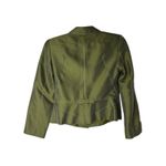 Luca Luca 100% Silk Cropped Blazer Jacket Olive Green Italian Designer Size 6 Photo 4