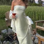 ZARA midi dress satin sleeveless tube olive green wedding party summer Photo 10