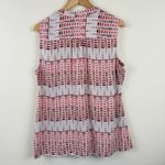 Alfani  Womens Sleeveless Blouse Size 16 Red Black White Geometric Print Draped Photo 3