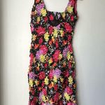 Anthropologie Yukiko Noritake Black Floral Square-Neck Pebble-Smocked Dress S/M Photo 6