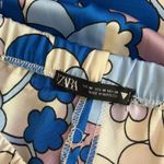 ZARA  Retro Floral Print Long Maxi Skirt Back Split Women Size M Blue BOHO Chic Photo 3