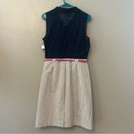 ⭐️Alyx navy blue lace and striped belted button front collared dress size 10 Photo 11