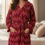 Vera Bradley Women’s S/M Retired Bohemian Chevron Hooded Fleece Robe Photo 0