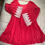 Doe & Rae  Red Mini Dress with White Lace Accents Photo 0