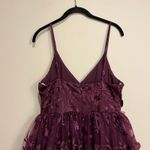 Lulus  Dress Pure Poise Dark Purple 3D Embroidered Tulle Midi Medium NWT Photo 7