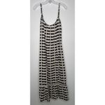 Bel Kazan Bow Print Maxi Dress Black White Ruffle Hem Boho Resort large Photo 3