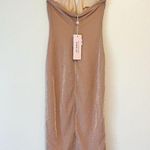 Oh Polly  Sunset Dreams Shimmer Halter Midi Dress Plunge Neck Champagne NEW Sz 4 Photo 7