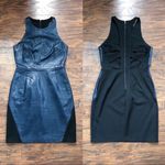 ABS Allen Schwartz ABS • Allen Schwartz navy vegan leather dress black cutout sheath strappy wiggle Photo 1