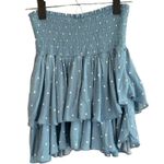 Olivaceous Blue Polka Dot Tiered Accordion Trim Casual Skirt Women Sz L Photo 1
