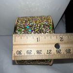 Gold Tone Large Chunky Iridescent Sparkle Cuff Bracelet Photo 8