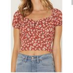 Idyllwind  Miranda Lambert Womens L Crop Top Bay Cove‎ Floral Peasant Brick Red Photo 4