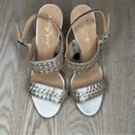 Jack Rogers  Tinsley High Wedge Sandals Metallic Gold Leather Womens Size 9 Photo 3