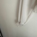 Romwe  White Sheer Bishop Sleeve Smocked‎ Crop Top Ruffle Trim Square Neck Blouse Photo 4