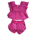 Anthropologie  Daily Practice Women’s Gauzy Hot Pink Top Shorts Lounge Set XS Photo 1