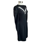 Pat Sandler Wellmore For Saks Fifth Avenue Black Santana Knit Puff Sleeve Dress Size 10 Photo 2