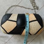 New Handmade Buntal Straw Clutch Purse Chain Strap Magnetic Snap Closure Tan Brown Photo 11