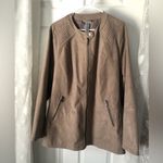 Catherines  Full Zip up utility Jacket Womens plus sz 3X Faux Leather Suede Mock Photo 3