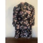 Wall Flower  Open Front Floral Kimono Small Black 3/4 Sleeve Semi-Sheer Polyester Photo 1