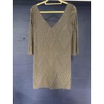 Alice + Olivia  Dress Womens Small Gray Beaded Silk Mini V Neck Fringe Party Photo 1
