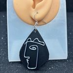 🎨✨ Abstract Picasso Teardrop Earrings | Silver Tone Accents 🩶 Black Photo 1