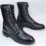 Justin Boots Justin Womens Boots Black Leather Combat Lace Up Kiltie Cowboy Romper US 6.5 Photo 0