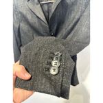 Ann Taylor  Black Charcoal Three Button Front Shoulder Padded Blazer sz 2 Petite Photo 11