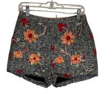 Endless Rose NWT Hadley Floral Embroidered High Rise Tweed Fringe Shorts Med Photo 2
