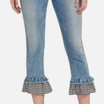 Vintage America Wonderland Capri Gingham Flare Jeans Blue Size 26 Photo 0