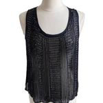 matty m Tank Womens Sz Medium Black Sheer Beaded Glam Glamrock Moto Chic Photo 0