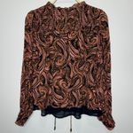 Karina Grimaldi  Women Roma Print Blouse Top Size‎ Medium Pink Paisley Chiffon Photo 5