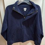 A New Day Navy Blue Snap Button Quarter Zip Pullover Sweatshirt Women's Medium Photo 0