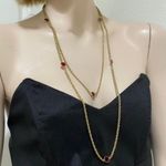 Ruby Vintage Garnet/ Bezel Chain 27.5” Long Necklace Photo 3