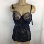 Tahari Blue Padded Sheer Camisole Lace Bra Corset Top 34B NEW Photo 6