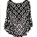 Ashley Stewart 💙SALE3/$25 NEW  BLACK WHITE STRETCHY ASYMMETRICAL HANDKERCHIEF TOP Photo 1