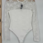White Lace Long Sleeve Bodysuit Photo 0