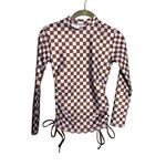 Free People NEW  x Salt Gypsy Ruched Printed Surf Rashguard‎ XS Purple Check Photo 3